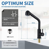 Wastafelarmatuur met uittrekbare sproeier, keukenkraan met 2 straalsoorten, 304 roestvrij staal, hogedruk mengkraan, 360° draaibaar, eengreepsmengkraan, zwart