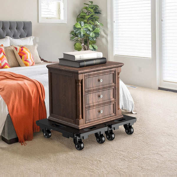 Transportrollenset, 200 kg draagvermogen, meubeltransportwagen, koppelbaar, verplaatshulp, meubeltransportwielen, zwart, 1 stuk