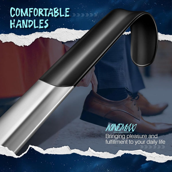 Lange metalen schoenlepel, lange roestvrijstalen schoentrekker, 42 cm stabiele grote schoenlepel, lange schoenlepel, 2 stuks