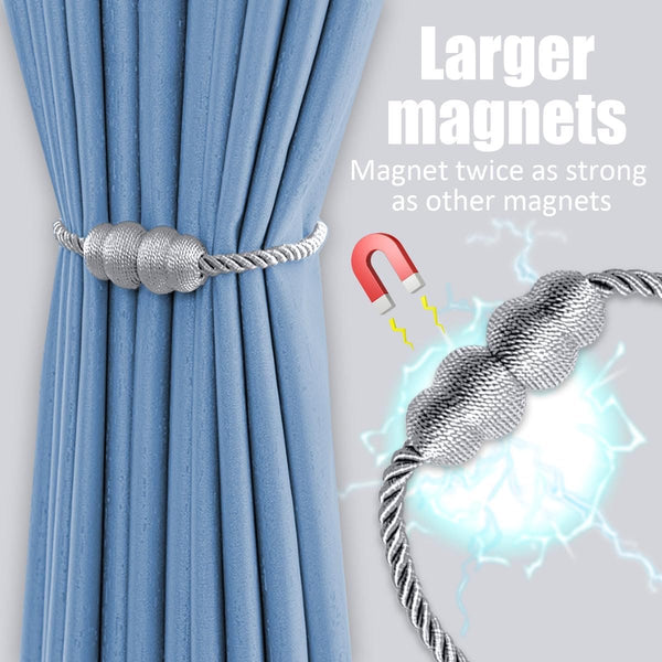 2 stuks magnetische gordijnhouders, gordijnhouders voor gordijnen, handgemaakte gordijnhouders, gordijnhouders voor woondecoratie, zilvergrijs.