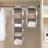 Kast organizer hangend, kastorganizer, kledingkast, 2 vakken, kledingkast, organizer, hangend, met 6 netzijvakken, opvouwbaar, ruimtebesparend opbergsysteem voor kamer, grijs