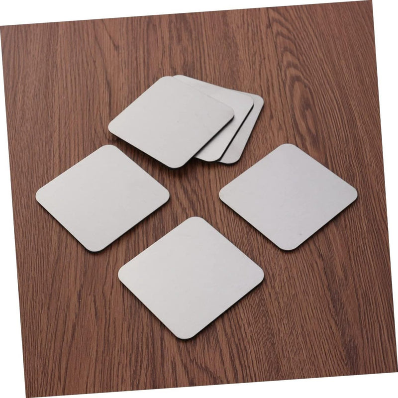 Set van 6 vierkante stalen placemats met antisliponderzetters van roestvrij staal