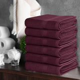 Bordeauxrode handdoeken 100% gekamd ringgesponnen katoen Ultrazacht en zeer absorberend 600 GSM Extra grote handdoeken 16 x 28 inch Hotel- en spakwaliteit 6