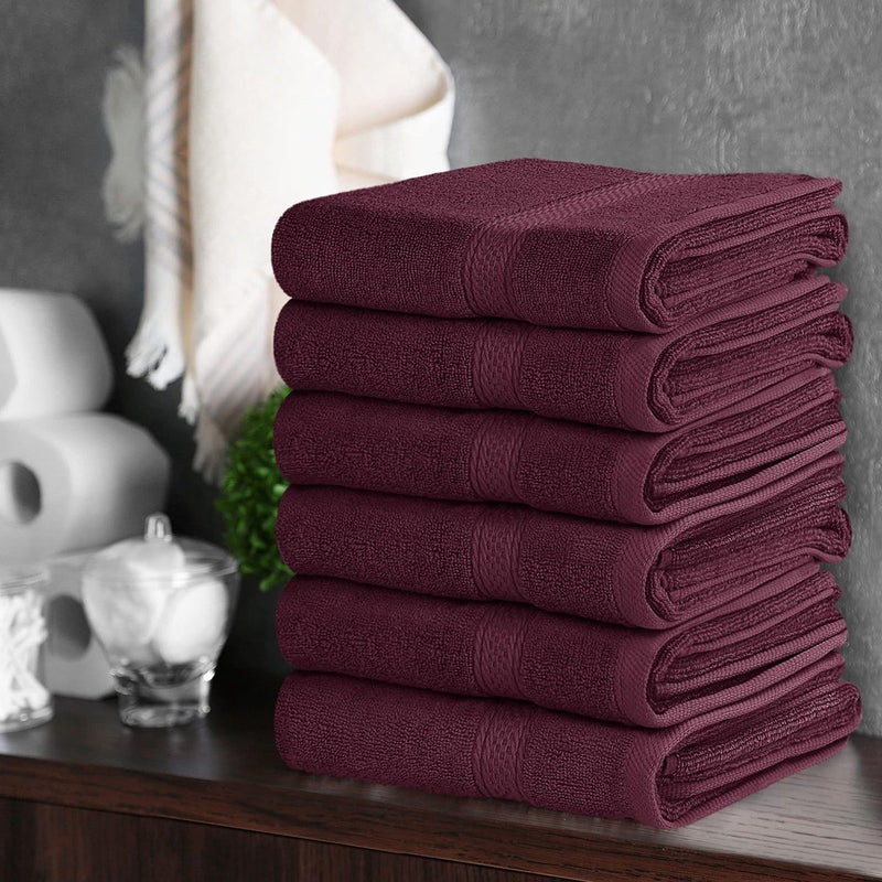 Bordeauxrode handdoeken 100% gekamd ringgesponnen katoen Ultrazacht en zeer absorberend 600 GSM Extra grote handdoeken 16 x 28 inch Hotel- en spakwaliteit 6
