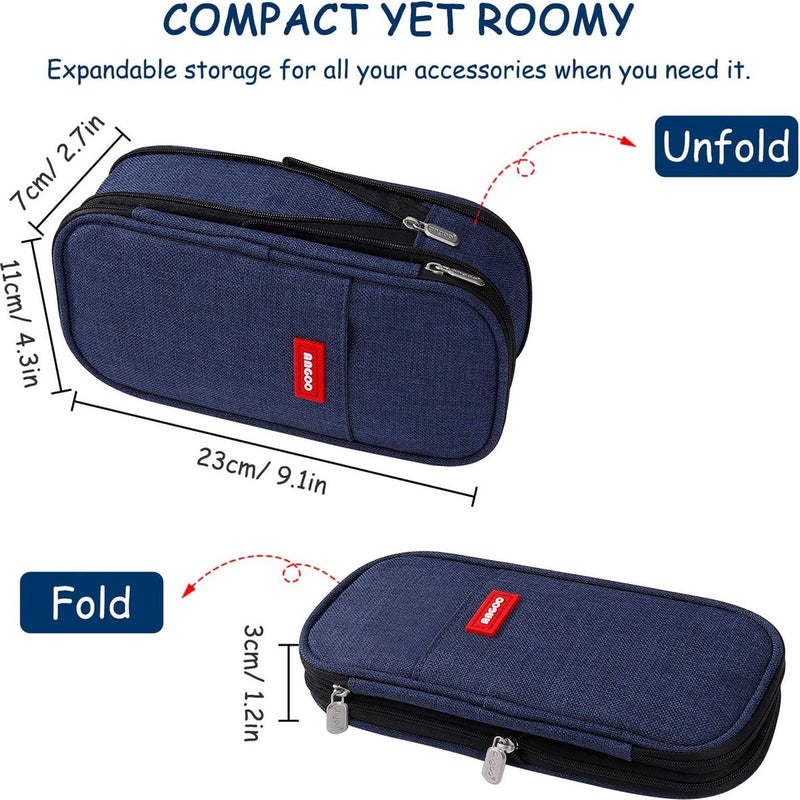 Etui Grote capaciteit Etui Make-up Tas Briefpapier Organizer voor Studenten School Kantoor Donkerblauw