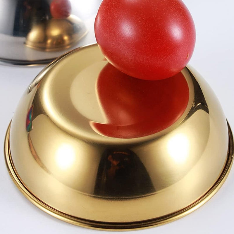 Set van 4 gouden sauskommen, roestvrijstalen minidipkommen, ronde dompelkommen, roestvrijstalen kleine serveerschalen, ronde serveerschalen, roestvrijstalen sauskom, sojasaus, ketchup, kruiden,