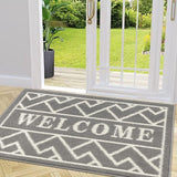 Deurmat voor binnen, 50 x 80 cm, grijs, antislip wasbare vuilvangmat, waterabsorberende deurmat, vuilvangertapijt voor entree, voordeur, terras, hal