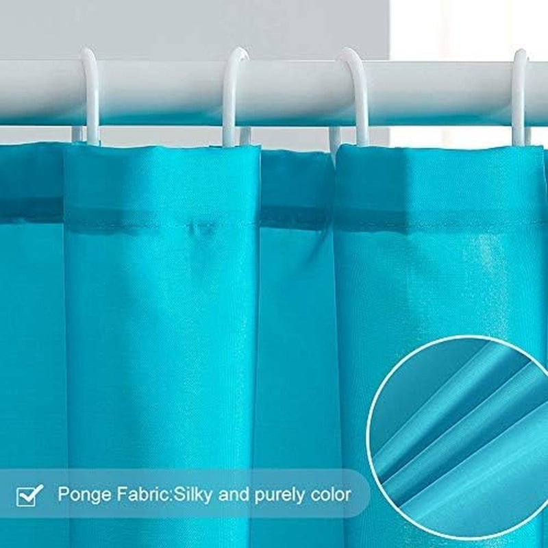 Douchegordijn, 120 x 180 cm, textiel, badgordijn van polyester, schimmelbestendig, waterafstotend, wasbaar, aquamarijn, met 8 douchegordijnringen