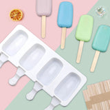 IJsvormen, siliconen ijsvormen, 2 stuks, 8 cellen, ijsvormen, popsicle vormen, herbruikbare doe-het-zelf ijsvorm met 100 houten stelen voor het invriezen van fruit of yoghurt steelijs, BPA-vrij