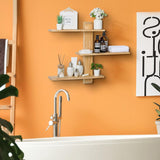 Wandrek, hout, 3-traps rustiek, zwevend rek, houten rek voor keuken, kinderkamer, badkamer, woonkamer, slaapkamer