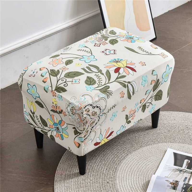 2-delige hoes voor oorfauteuils, met poef, fauteuil-overtrek, fauteuilhoes, stoelhoes, stretch, tijger, stoelhoes met armleuning, hoge rugleuning (Scandinavische stijl)