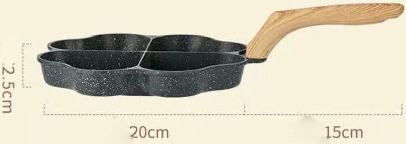 Pancakepan met antiaanbaklaag, 20 cm, 4 gaten, aluminium pan voor ontbijt, gecoate pan voor gasfornuis, inductie