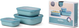 Cirqula multikom set, 3-delig, rechthoekig, Nordic green – 500, 1000, 2000 ml – te gebruiken als voorraaddoos, koelkastdoos, vriesdoos, magnetronservies en serveerschaal met deksel