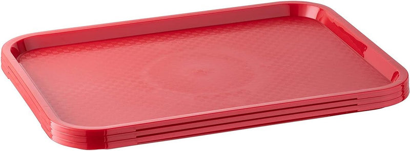 Fast Food-dienblad, onbreekbaar en vaatwasmachinebestendig dienblad,, 41 x 30,5 cm, hoogte 2 cm, rood