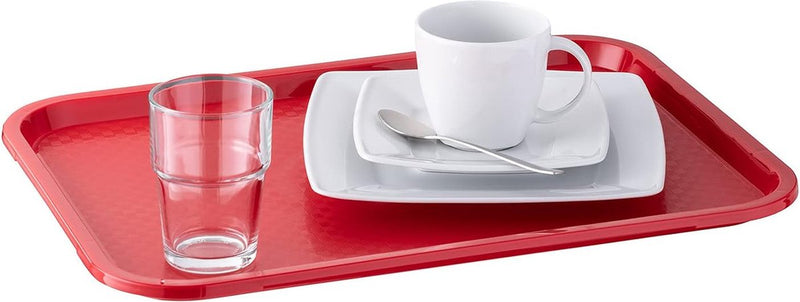 Fast Food-dienblad, onbreekbaar en vaatwasmachinebestendig dienblad,, 41 x 30,5 cm, hoogte 2 cm, rood