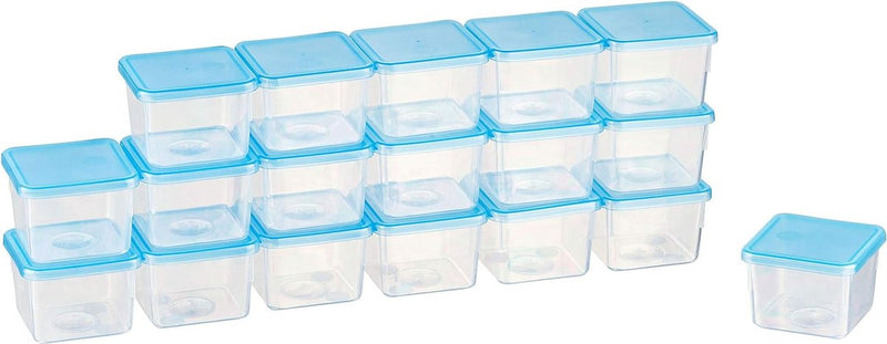 Mini-diepvriesdoos, rechthoekig, 5 x 5 x 4 cm, 0,08 l (18 stuks), blauw doorzichtig