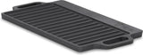 Gietijzeren grillplaat met handgrepen, 40 x 20,5 cm, grillpan, aan beide zijden bruikbaar, rechthoekig, universeel en massief, grillplaat voor houtskool en gas, grillaccessoires, grillschaal