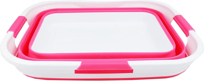 Opvouwbare kunststof wasmand, 30 l, opvouwbaar, pop-up-opbergcontainer/organizer, ruimtebesparende wasmand, watercapaciteit 24 l (wit/roze)