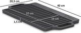 Gietijzeren grillplaat met handgrepen, 40 x 20,5 cm, grillpan, aan beide zijden bruikbaar, rechthoekig, universeel en massief, grillplaat voor houtskool en gas, grillaccessoires, grillschaal