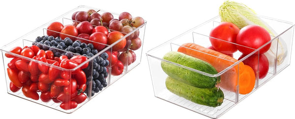 Set van 2 opbergdozen voor keuken, koelkastorganizer, laden met 8 vakken, opbergsysteem voor keuken, thee, specerijen, voorraadkast, theezakjes, apothekerskast, keukenkast