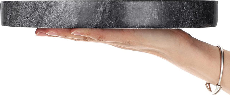 25 cm natuurlijk marmer zwart rond decoratief dienblad voor keuken kaptafel badkamer