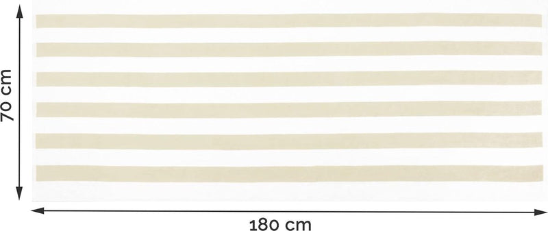 Saunahanddoek set van 2, 70x180 cm, beige-wit gestreept