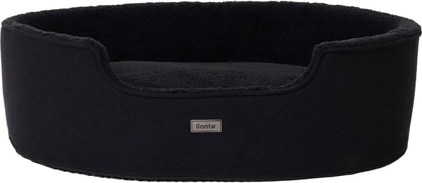 Hondenmand met omkeerbaar kussen en wasbare hoes, maatvaste hondenmand met antislipnoppen, 92x72 cm, gezellig huisdierbed voor honden en katten met pluche, zwart