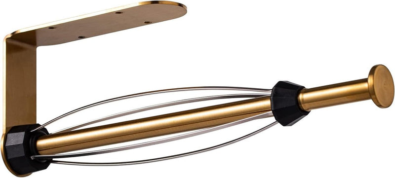 Keukenrolhouder zonder boren goud met dempende werking, eenhandsbediening kast RVS papierrolhouder wand zelfklevend en boorbaar voor keuken- en badkamer keukenrolhouder