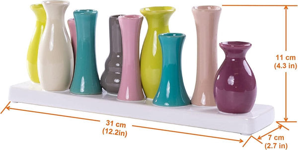 Set bloemenvazen, keramiek, gekleurd en wit, decoratief