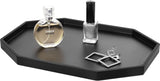 Decoratief dienblad, hars opbergdienblad, cosmetica, badkamerdienblad, achthoekige serveerplank voor slaapkamer, make-uptafel, woonkamertafel, keukenaanrecht, accessoires, mat zwart