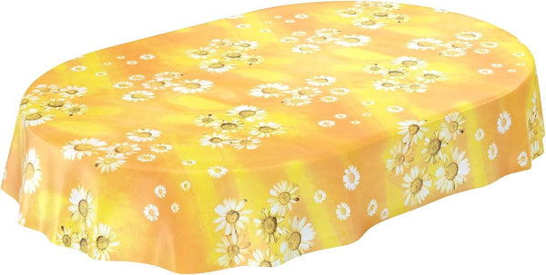 tafelzeil, tafelkleed, geel, kamillebloemen, zon., 120 x 140cm