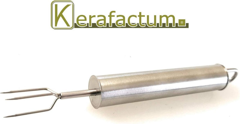 Pellaardappelspies, aardappelspies, pellaardappelvork, voorvork, kartels, bescherming, driepuntige pellaardappelen, schillen, spies, roestvrij staal, 3 tanden, maïskolf, geschikt