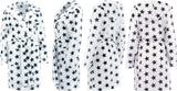 Damesbadjas met sterren, verkrijgbaar in de maten: S/M - L/XL en in de kleuren: antraciet/wit
