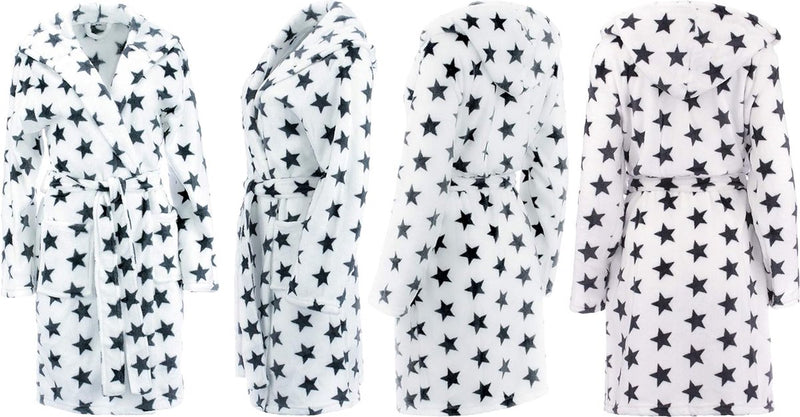 Damesbadjas met sterren, verkrijgbaar in de maten: S/M - L/XL en in de kleuren: antraciet/wit