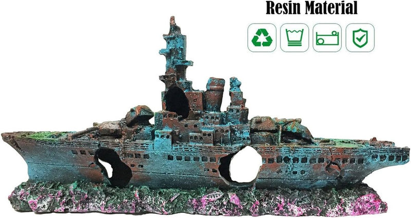 Aquarium scheepswrakdecoraties Aquariumschipornamenten - Harsmateriaal Gezonken scheepsdecoraties