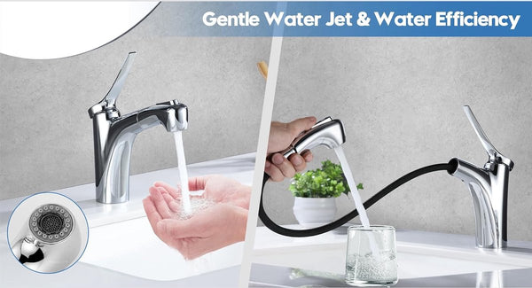 Wastafelkraan met uittrekbare douchekraan Badkamer Uitschuifbare Kraan Badkamer Badkamer Kraan Wastafel Kraan Chroom