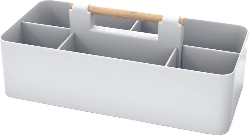 Make-up organizer in grijs, 32 x 15,5 x 8 cm, beauty-cosmetica-opbergdoos met 5 vakken voor het opbergen van make-up, ook ideaal als bureau-organizer of voor keukengerei