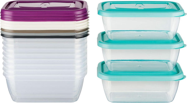 Diepvriesdoos, vershouddoos, 460 ml, rechthoekig, set van 12, kleurrijk, Elegance