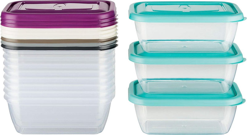 Diepvriesdoos, vershouddoos, 460 ml, rechthoekig, set van 12, kleurrijk, Elegance