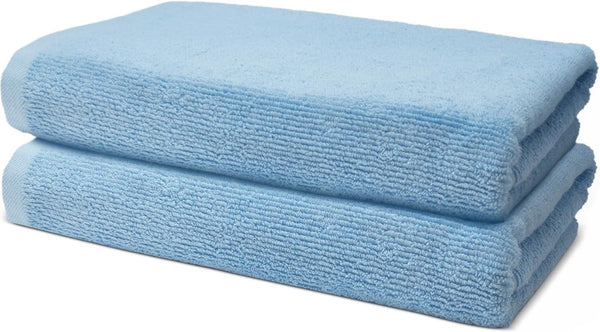 Badkamerset - 2 badhanddoeken voor volwassenen 70x140cm - 100% Prima katoen - zeer zacht en absorberend - Oeko-Tex gecertificeerd - 500g/m2 - lichtblauw