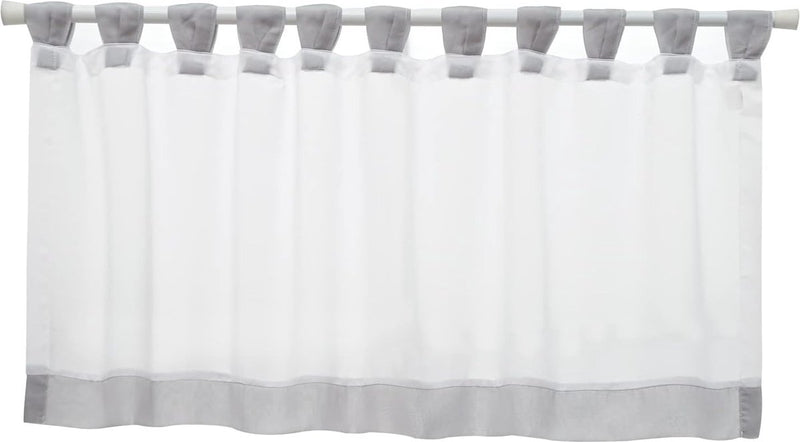 Vitrage, voile, bistrogordijn met lussen, transparant gordijn, modern, raamgordijn, gaas, voor keuken en woonkamer, landhuis (h x b) 60 x 90 cm, grijze rand)