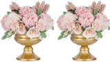 2 stuks mini-formaat metalen urn plantenbak elegante bruiloft centerpieces vaas voor bruiloftsdecoratie, 12,6 cm hoge trompetvaas bloemenhouder voor jubileumfeest tafeldecoratie Kerstmis