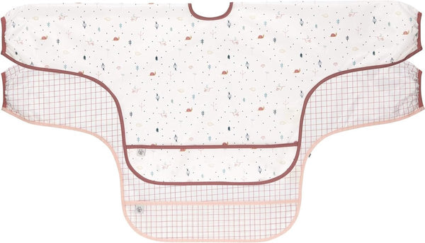 Babyslabbetjes met lange mouwen (2 stuks) om vast te binden, opvangbescherming/slabbetje met lange mouwen