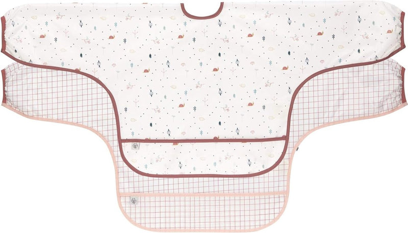 Babyslabbetjes met lange mouwen (2 stuks) om vast te binden, opvangbescherming/slabbetje met lange mouwen