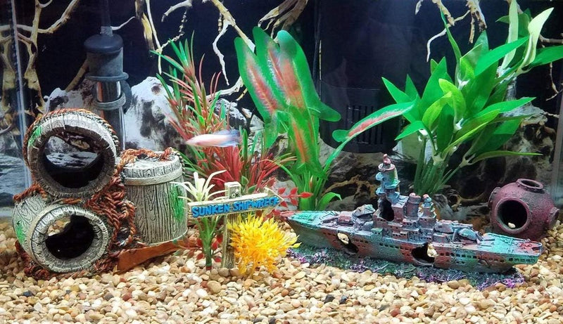 Aquarium scheepswrakdecoraties Aquariumschipornamenten - Harsmateriaal Gezonken scheepsdecoraties