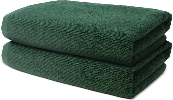 Badkamerset - 2 badhanddoeken voor volwassenen 70x140cm - 100% Prima katoen - zeer zacht en absorberend - Oeko-Tex gecertificeerd - 500 g/m2 - dennengroen
