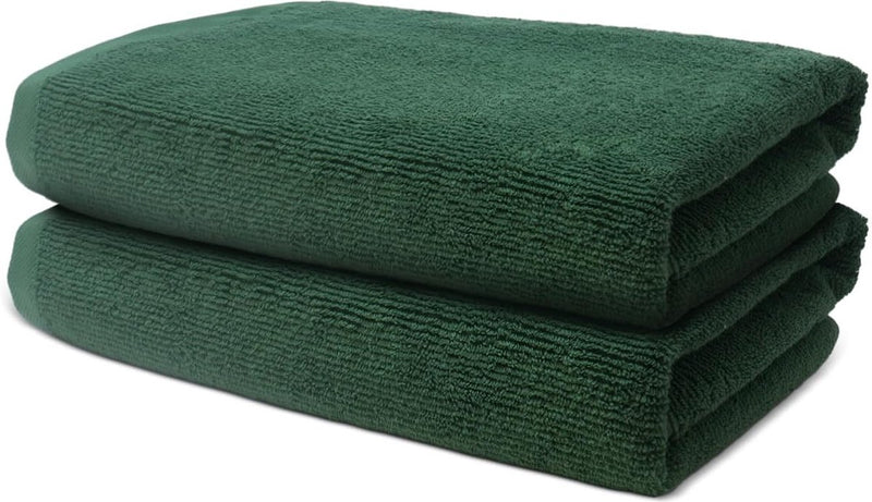 Badkamerset - 2 badhanddoeken voor volwassenen 70x140cm - 100% Prima katoen - zeer zacht en absorberend - Oeko-Tex gecertificeerd - 500 g/m2 - dennengroen