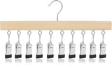 Soktdroger, wasrek van hout, 10 clips, 360° draaihaak, kleerhanger voor muts, ondergoed, gezichtsmasker, handdoeken, handschoenen (houtkleur)