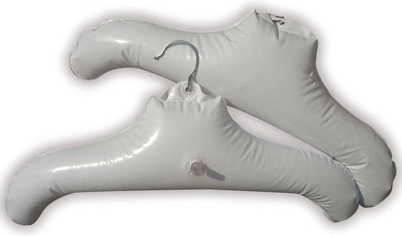 Opblaasbare kleerhangerset voor op reis X 2 Witte ronde schouder, draagbaar, opvouwbaar, ruimtebesparend, antislip, opvouwbaar voor thuis, auto, camping, binnen en buiten