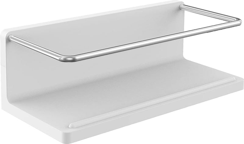 Ronde wandmand met beugel en verborgen bevestiging, elegante doucheplank om te schroeven of te lijmen van metaal, hoogwaardig doucherek voor badkameraccessoires, chroom/mat wit